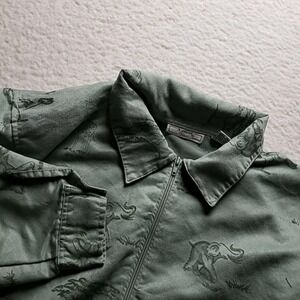 Keneth Too! Jacket Womens Plus 2X Green Animal Safari Print Full Zip Collared